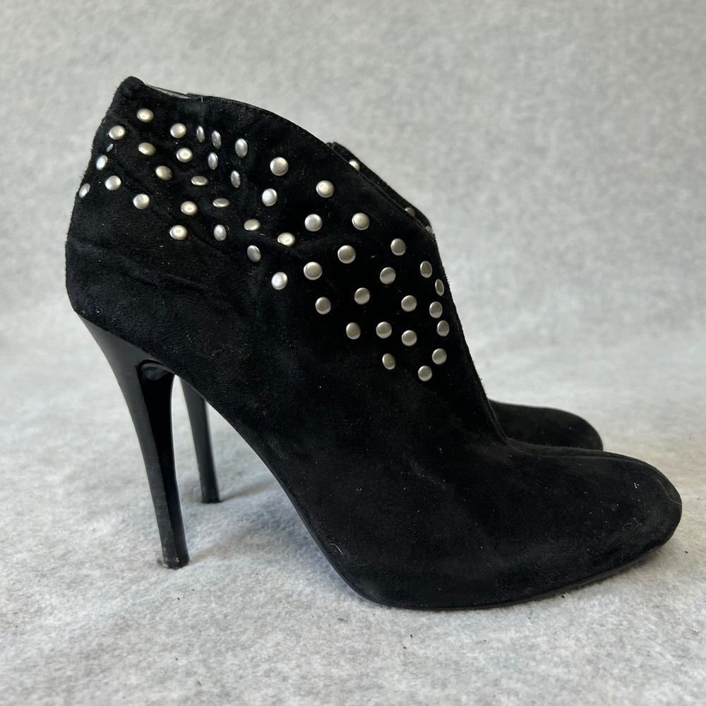 Guess‎ Black Suede Studded Ankle Booties Stiletto Heel Party Women's Size 7M